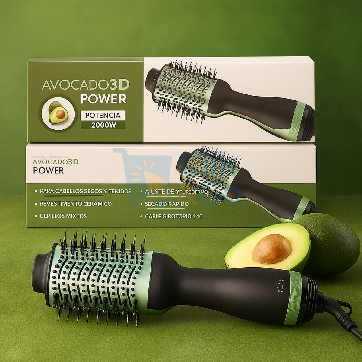 Cepillo Secador Alisador Aguacate